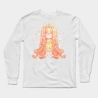 Sleepy Chibi Girl, Kawaii Design Long Sleeve T-Shirt